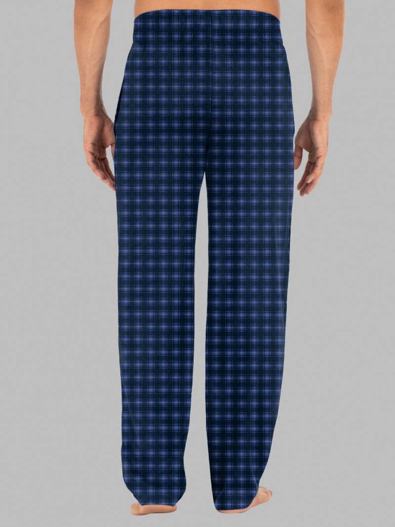 Men's Fruit Of The Loom Fleece Sleep Lounge Pant Sleep Pants Blue/Black/White | DHC137429