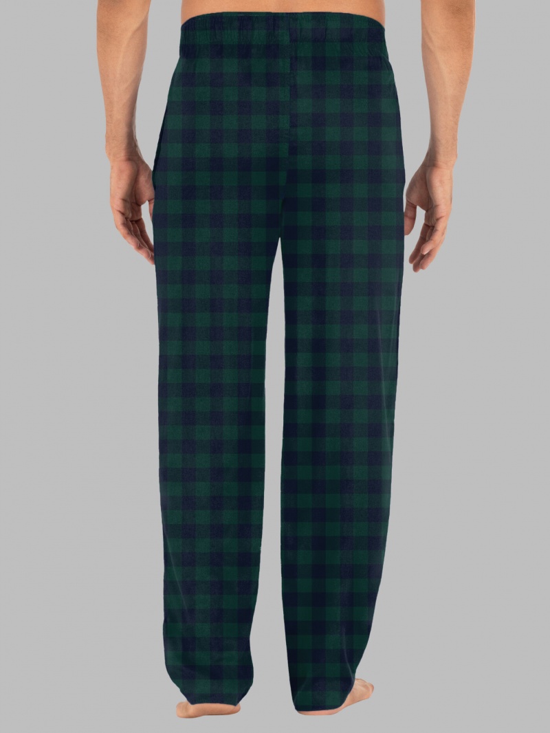 Men's Fruit Of The Loom Fleece Sleep Lounge Pant Sleep Pants Green/Black Buffalo | TFL063148