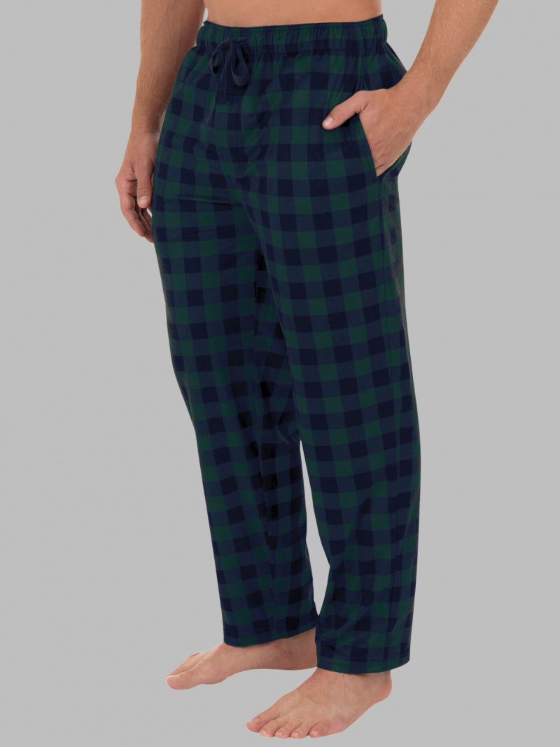 Men's Fruit Of The Loom Fleece Sleep Lounge Pant Sleep Pants Green/Black Buffalo | TFL063148