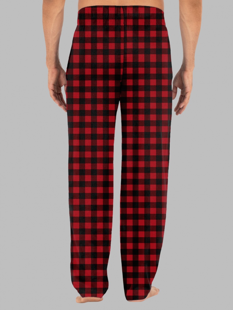 Men's Fruit Of The Loom Fleece Sleep Lounge Pant Sleep Pants Red/Black Buffalo | PRD301659