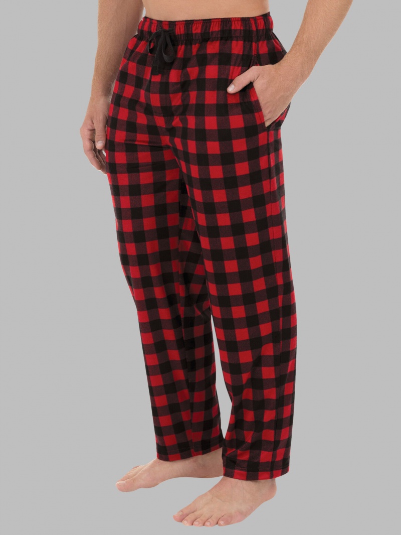 Men's Fruit Of The Loom Fleece Sleep Lounge Pant Sleep Pants Red/Black Buffalo | PRD301659