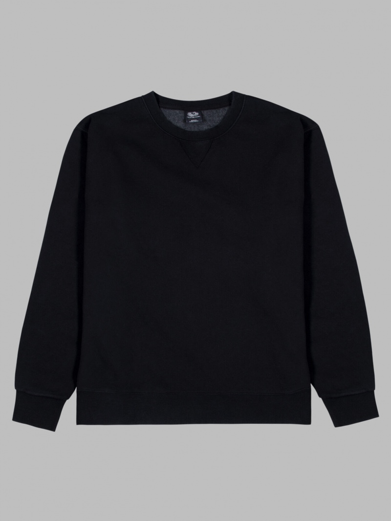 Men's Fruit Of The Loom Garment Dyed Crew Sweatshirt Black Ink | PWX029816