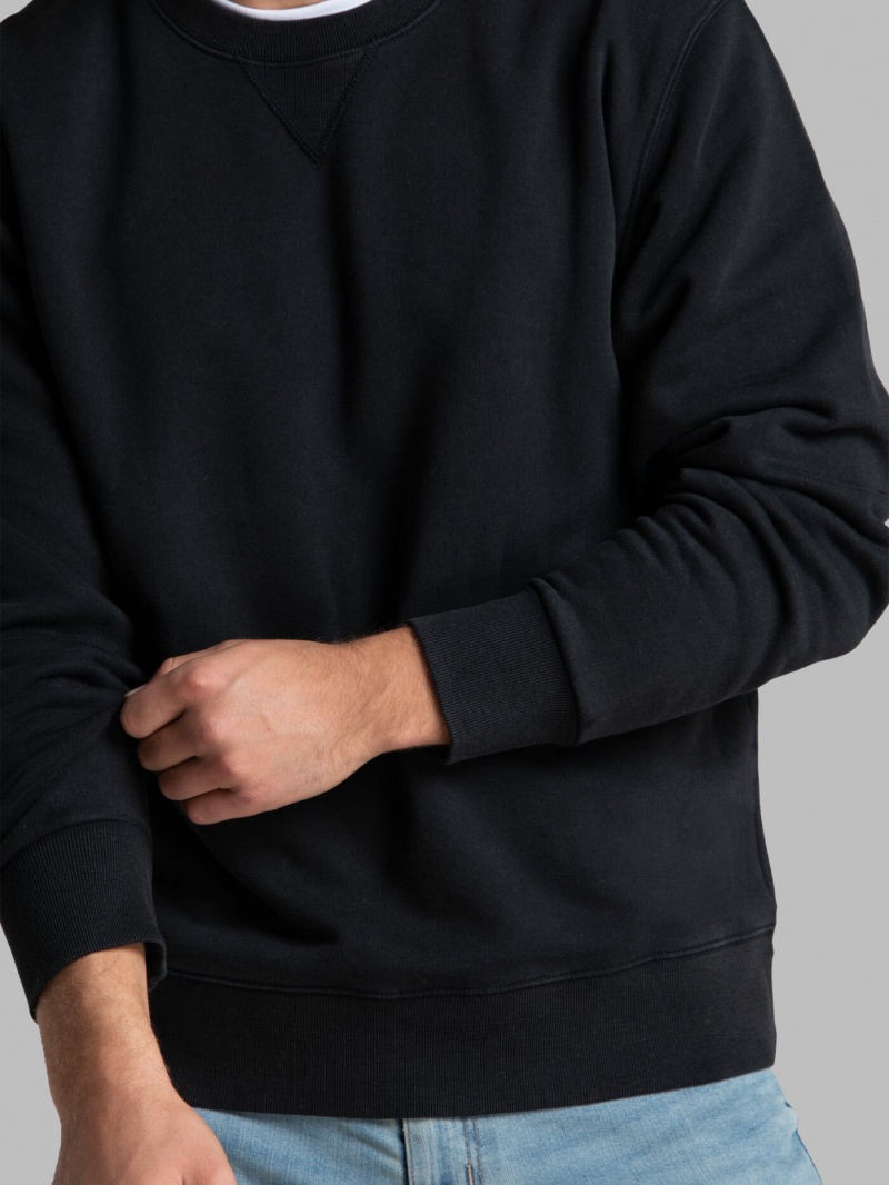 Men's Fruit Of The Loom Garment Dyed Crew Sweatshirt Black Ink | PWX029816