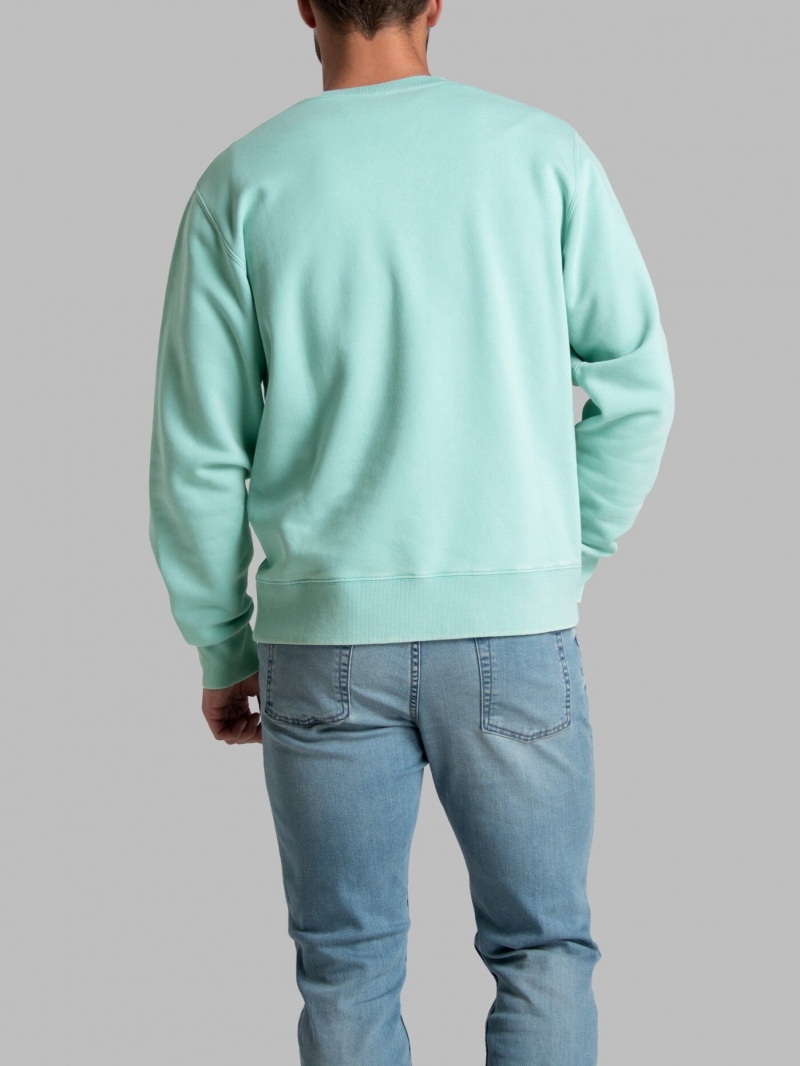 Men's Fruit Of The Loom Garment Dyed Crew Sweatshirt Cascade Green | REH890516