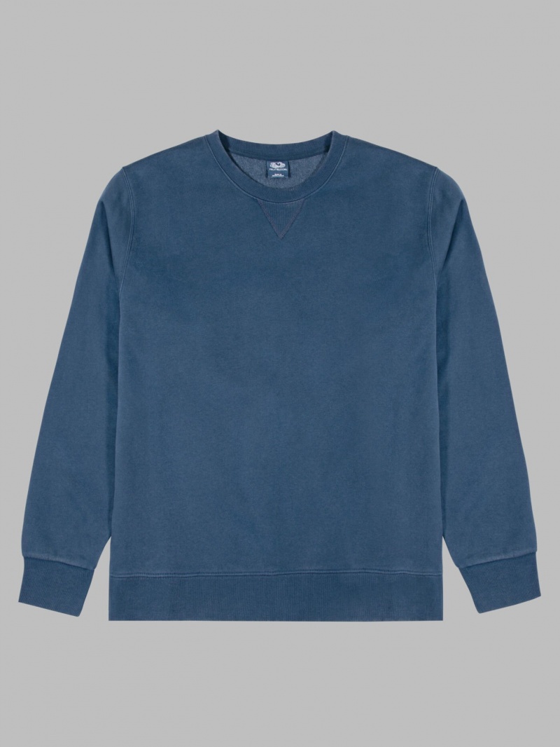 Men's Fruit Of The Loom Garment Dyed Crew Sweatshirt Dark Tide | USN492063