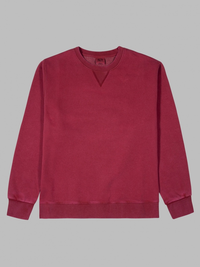 Men's Fruit Of The Loom Garment Dyed Crew Sweatshirt Iron Red | XQP692538