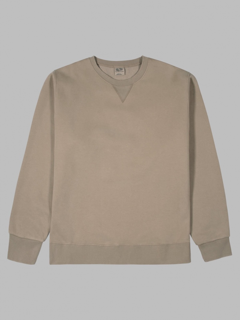 Men's Fruit Of The Loom Garment Dyed Crew Sweatshirt Khaki | XUR402685