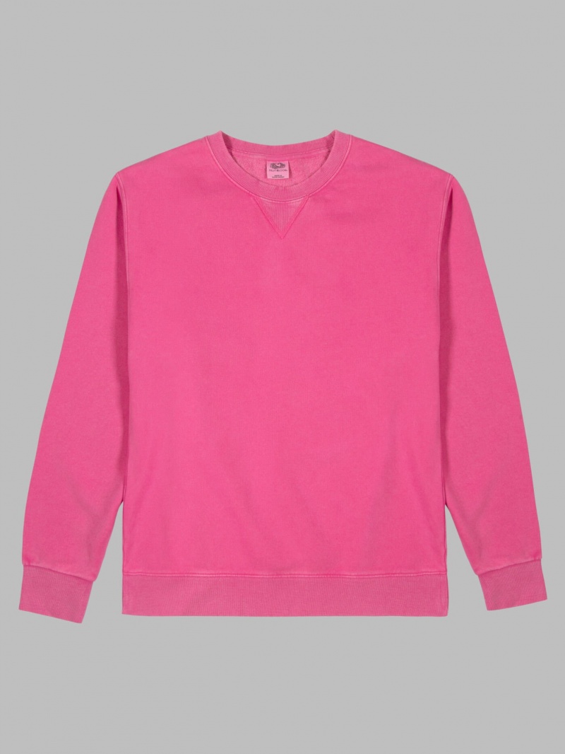 Men's Fruit Of The Loom Garment Dyed Crew Sweatshirt Pink Flash | AER854012