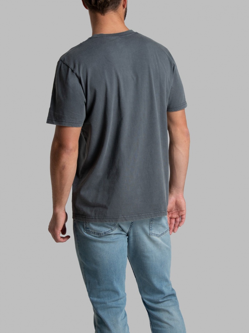 Men's Fruit Of The Loom Garment Dyed Crew T Shirts Charcoal | LNX725490