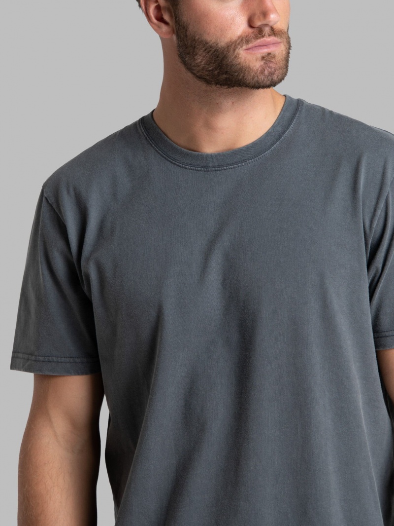 Men's Fruit Of The Loom Garment Dyed Crew T Shirts Charcoal | LNX725490