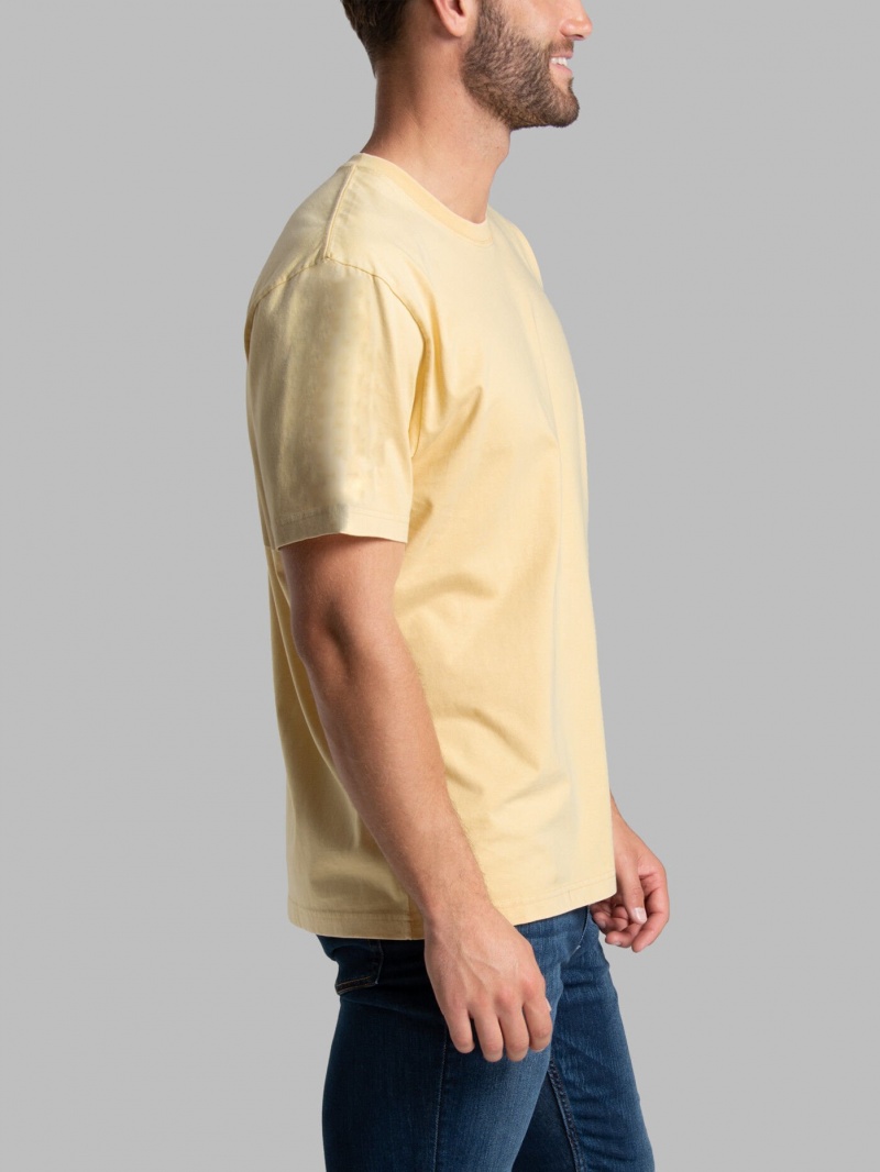 Men's Fruit Of The Loom Garment Dyed Crew T Shirts Cornfield | WKT153890