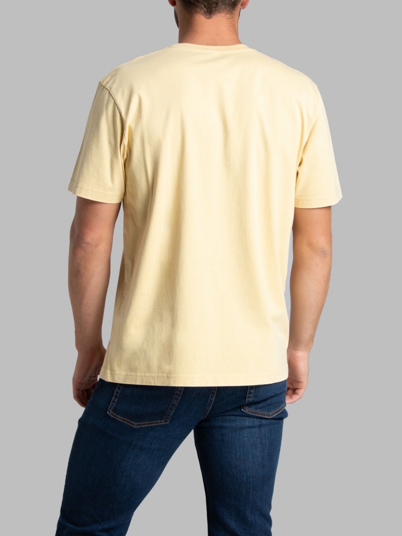 Men's Fruit Of The Loom Garment Dyed Crew T Shirts Cornfield | WKT153890