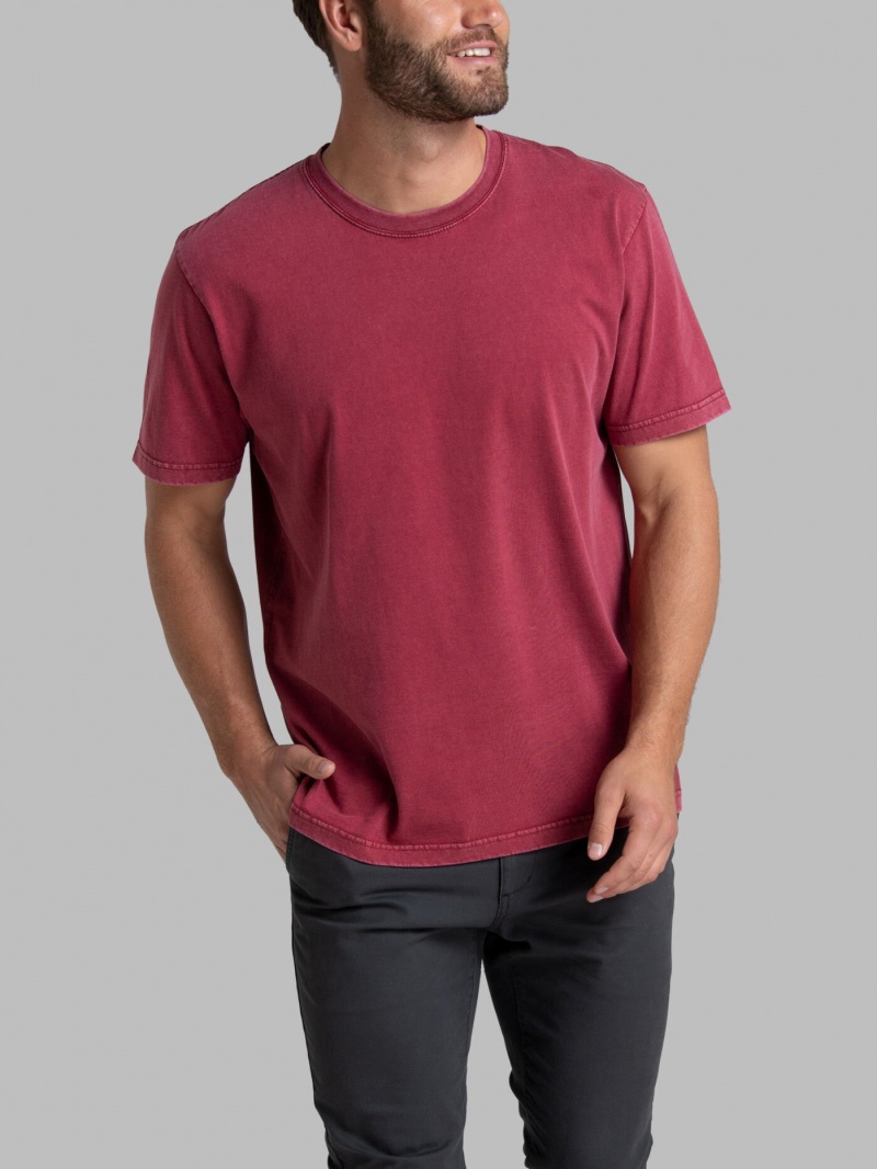 Men's Fruit Of The Loom Garment Dyed Crew T Shirts Iron Red | VRH523179