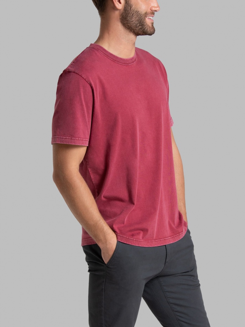 Men's Fruit Of The Loom Garment Dyed Crew T Shirts Iron Red | VRH523179