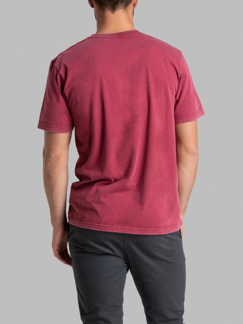 Men's Fruit Of The Loom Garment Dyed Crew T Shirts Iron Red | VRH523179