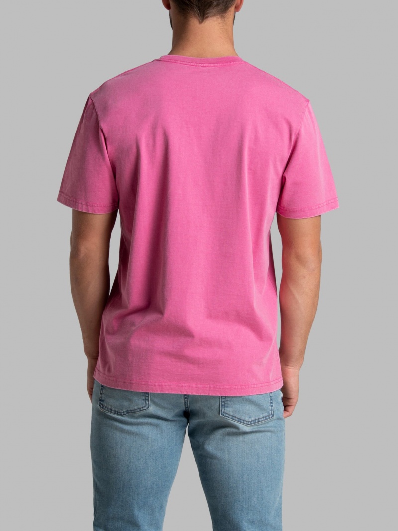 Men's Fruit Of The Loom Garment Dyed Crew T Shirts Pink Flash | NRF480391