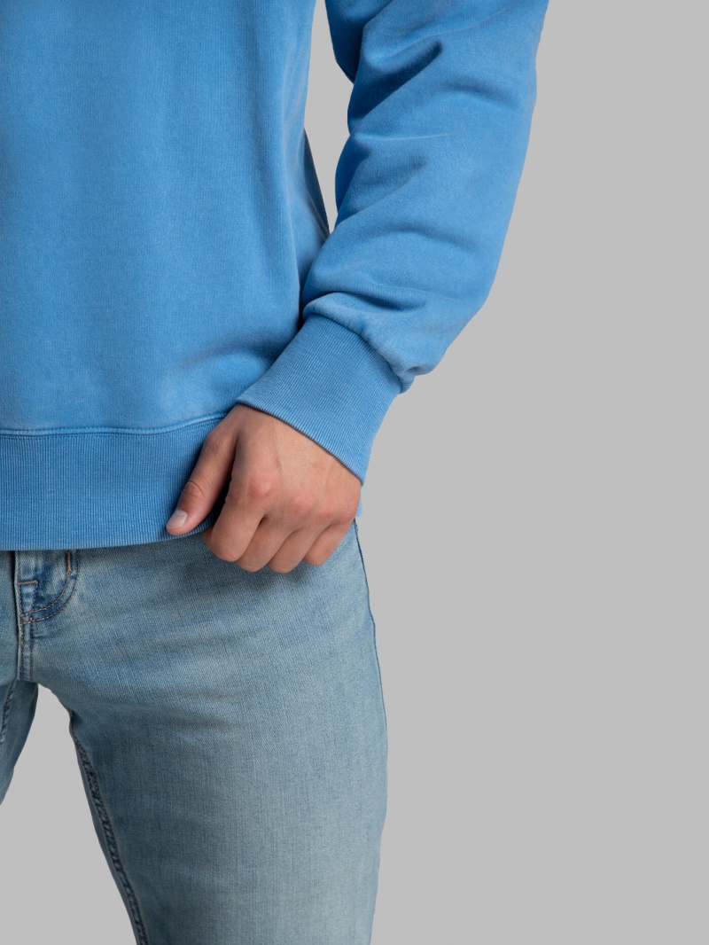 Men's Fruit Of The Loom Garment Dyed Crew Sweatshirt Blue | EXD087943