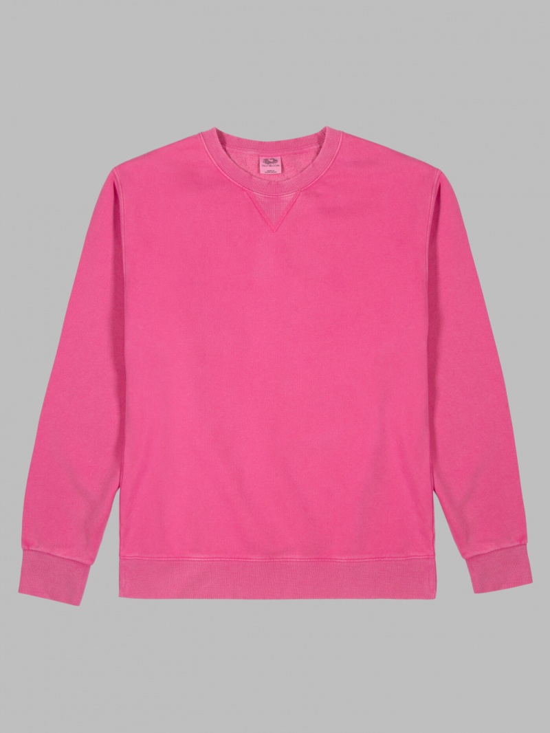 Men's Fruit Of The Loom Garment Dyed Crew Sweatshirt Pink Flash | ECK054786