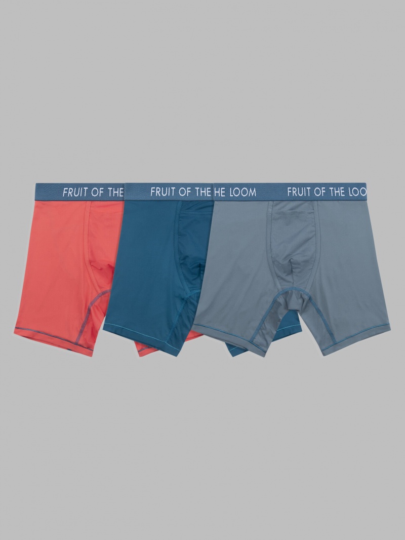 Men's Fruit Of The Loom Getaway Collection™ Long Leg, 3 Pack Boxer Briefs Leg Assorted | TRV496283