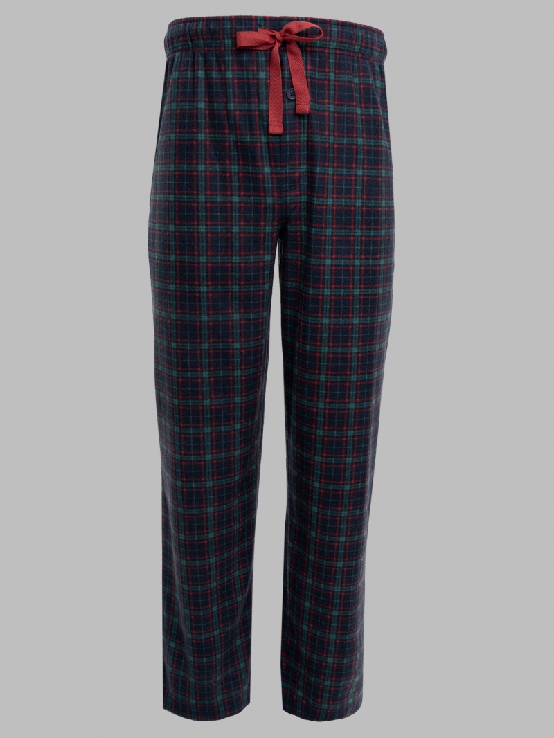 Men's Fruit Of The Loom Holiday Plaid Microfleece, 2 Pack Sleep Pants Naughty But Nice/Navy | TZH437816