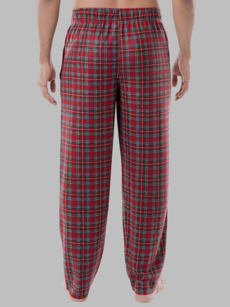 Men's Fruit Of The Loom Holiday Plaid Microfleece, 2 Pack Sleep Pants Snowman/Red | UVG514638