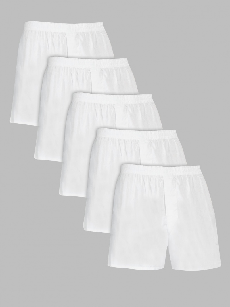 Men's Fruit Of The Loom Relaxed Fit Boxer, 5 Pack Boxers Fit White | ESG097182