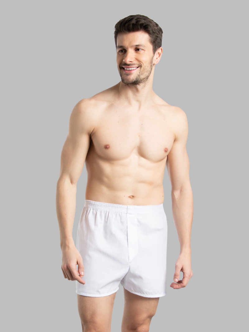 Men\'s Fruit Of The Loom Relaxed Fit Boxer, 5 Pack Boxers Fit White | ESG097182