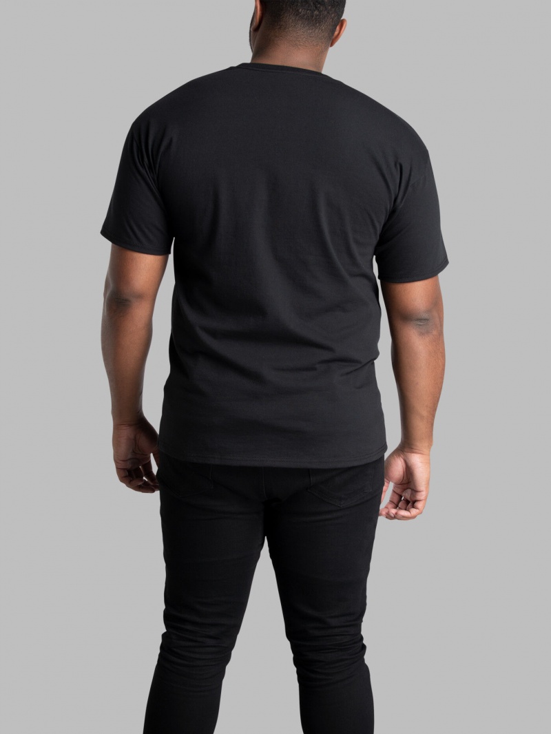 Men's Fruit Of The Loom Tall Eversoft® Short Sleeve Pocket Pocket Tees Blackink | NRH893061