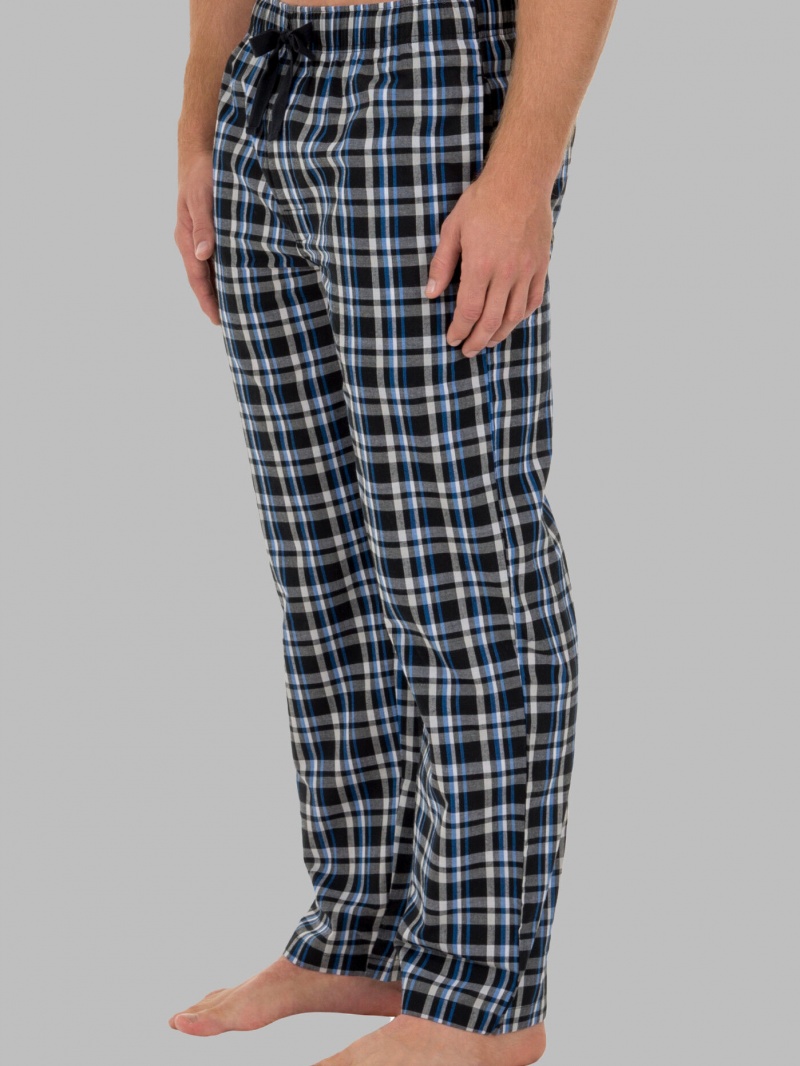 Men's Fruit Of The Loom Woven Plaid Pant Pants Woven Black | LKW937045