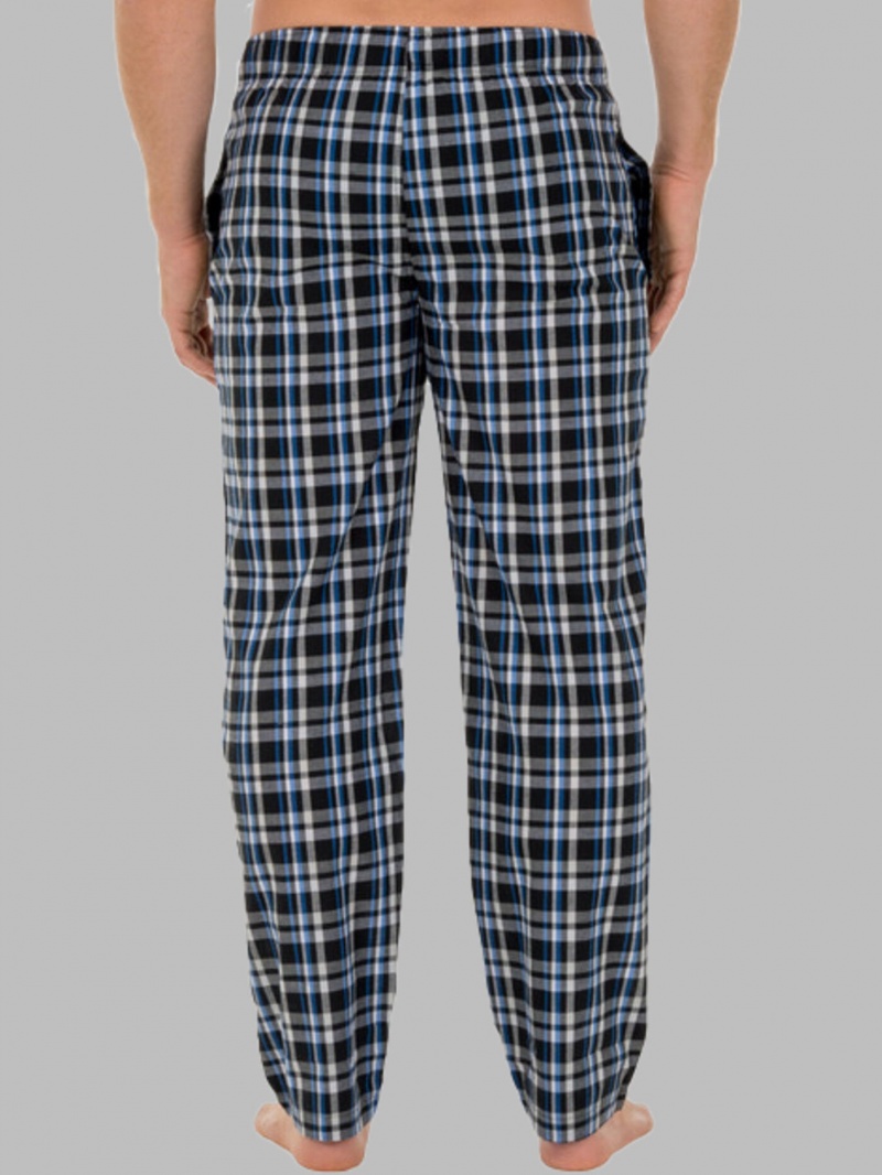 Men's Fruit Of The Loom Woven Plaid Pant Pants Woven Black | LKW937045