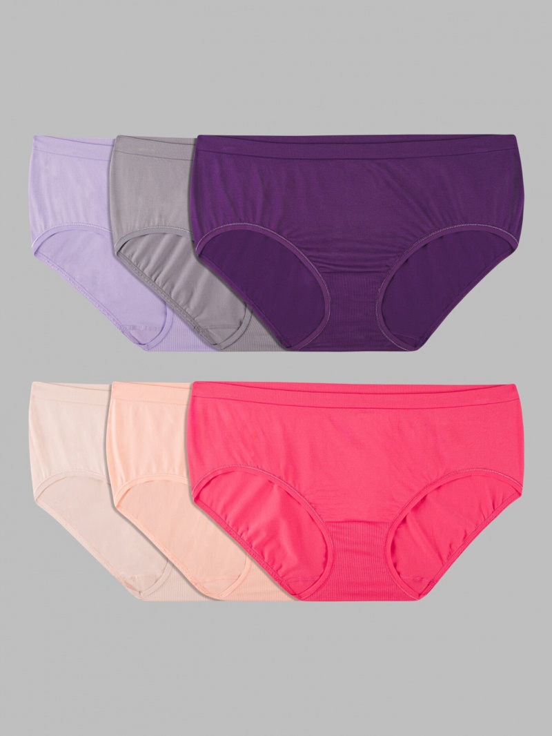 Women's Fruit Of The Loom 360 Stretch Seamless Low-Rise, 6 Pack Briefs Assorted | FOA830541