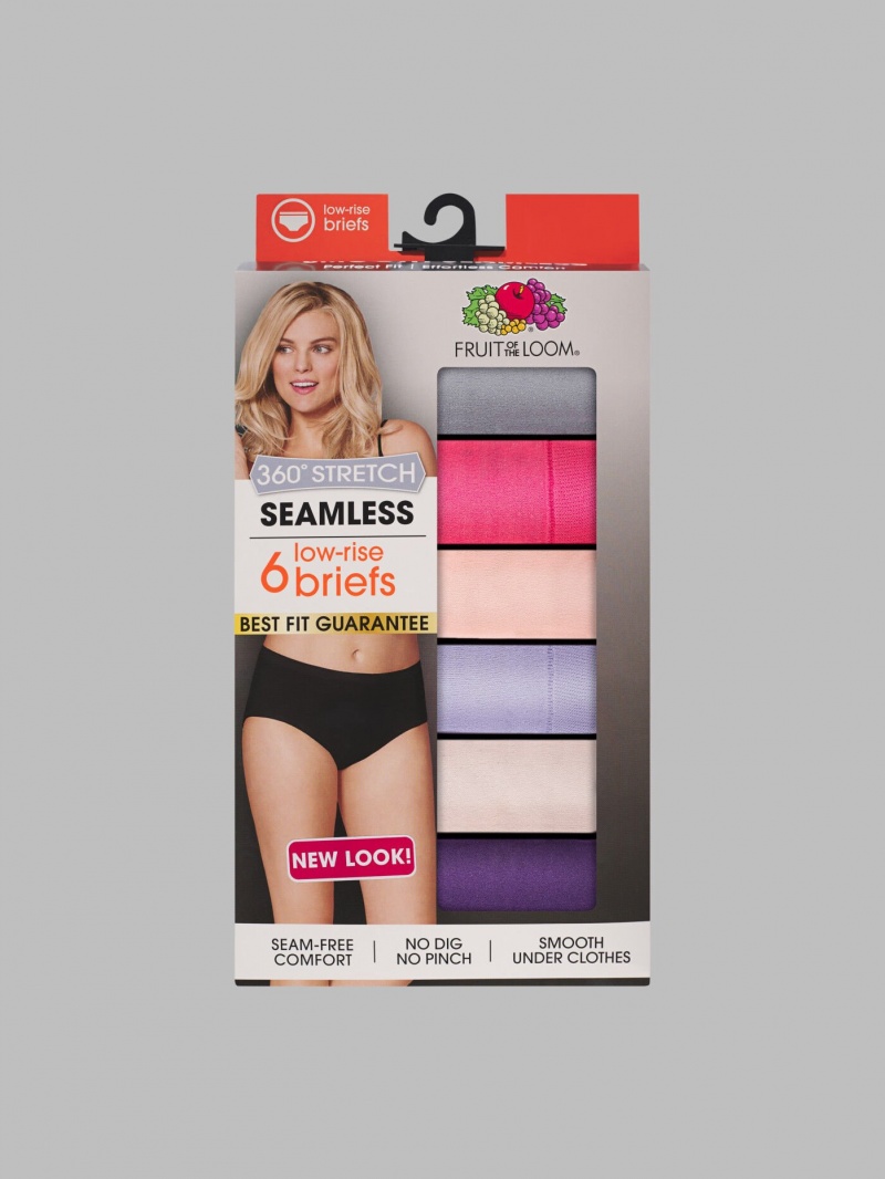 Women's Fruit Of The Loom 360 Stretch Seamless Low-Rise, 6 Pack Briefs Assorted | FOA830541