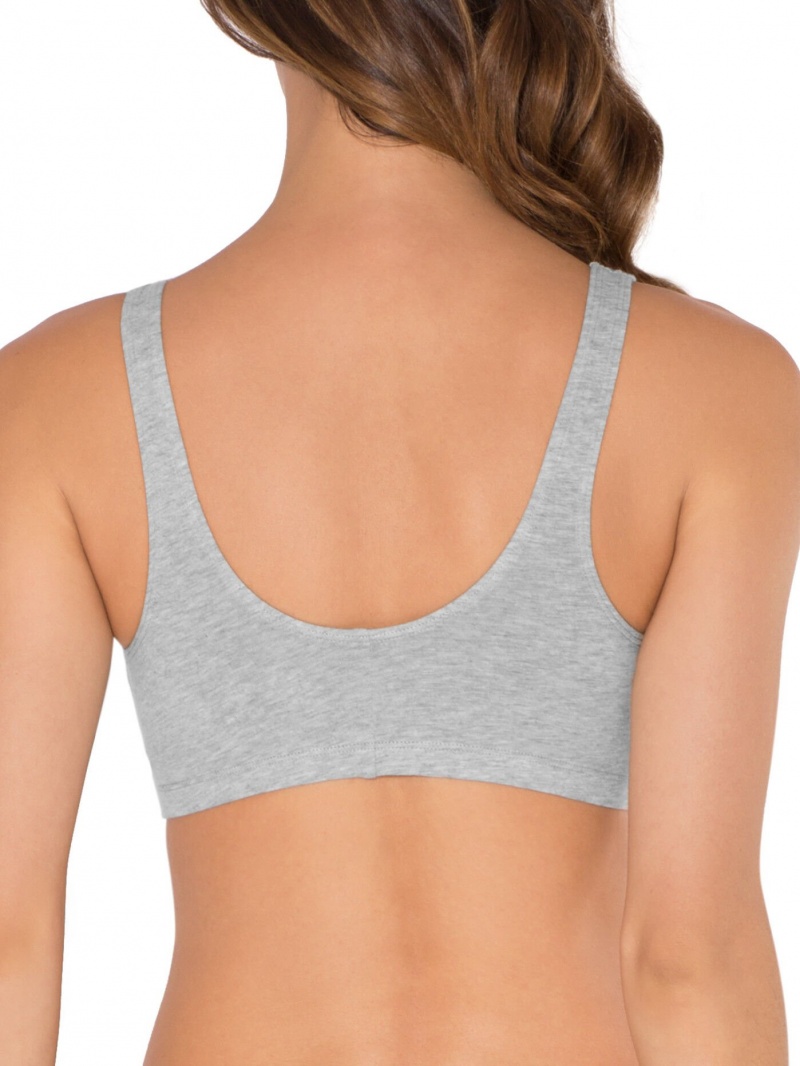 Women's Fruit Of The Loom Beyond Soft Front Closure Cotton Bra, 3-Pack Sports Bra Black/White/Heather Grey | UZI734682