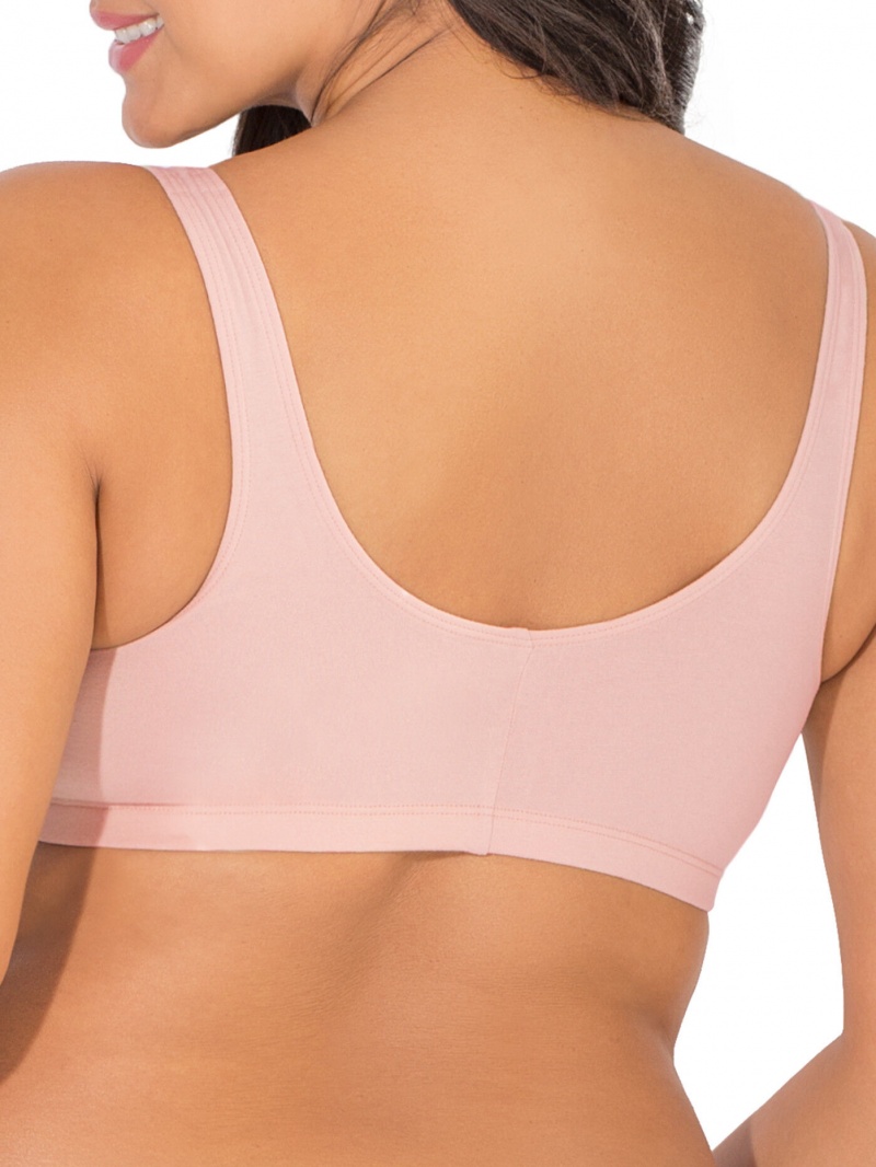 Women's Fruit Of The Loom Beyond Soft Front Closure Cotton Bra, 3-Pack Sports Bra Blushing Rose/Grey Heather/White | OYL135648