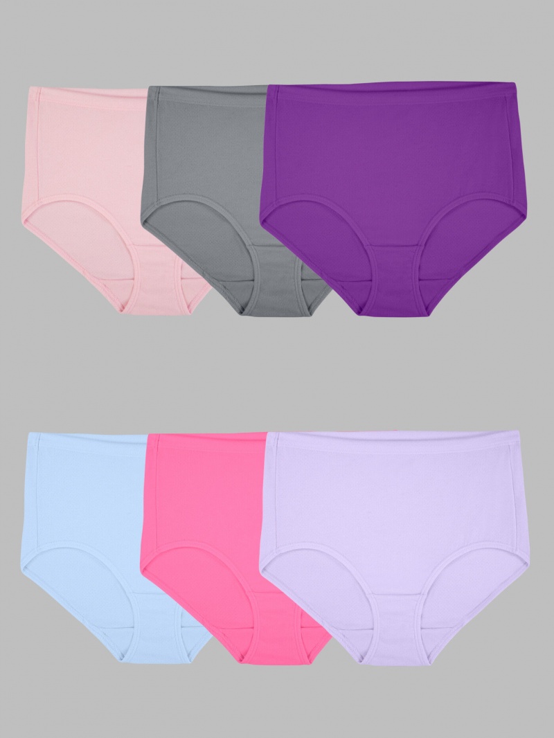 Women's Fruit Of The Loom Breathable Cotton-Mesh, 6 Pack Briefs Assorted | DRA481359