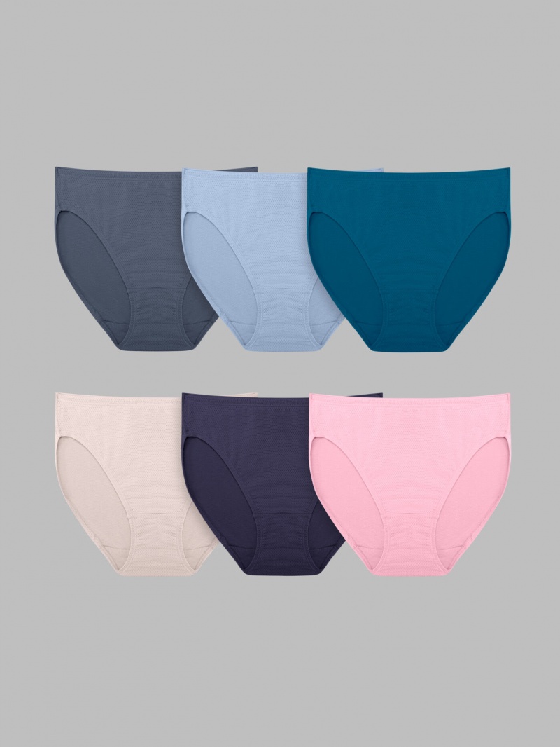 Women's Fruit Of The Loom Breathable Micro-Mesh Hi-Cut, 6 Pack Panties Assorted | DLH709326