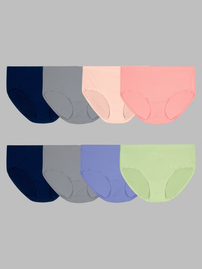 Women's Fruit Of The Loom Breathable Micro-Mesh Low Rise 6+2 Pack Briefs Assorted +assorted | MJE601483