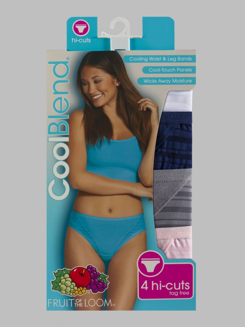 Women's Fruit Of The Loom CoolBlend Hi-Cut, 4 Pack Panties Assorted | WQK106572