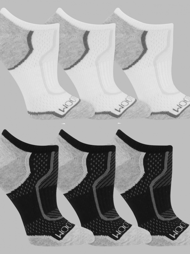 Women's Fruit Of The Loom CoolZone® No Show, 6 Pack Socks Assorted White/Multi | SEL590416