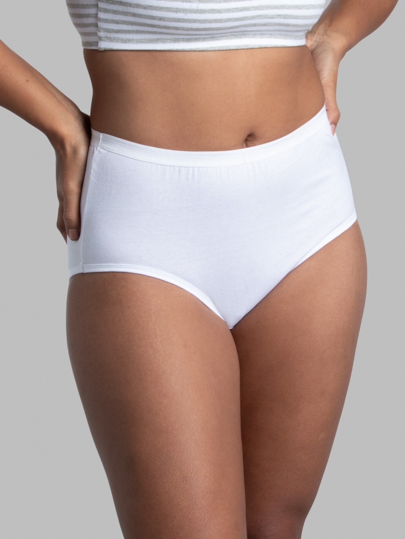 Women's Fruit Of The Loom Cotton, 10 Pack Briefs White | ETJ239854