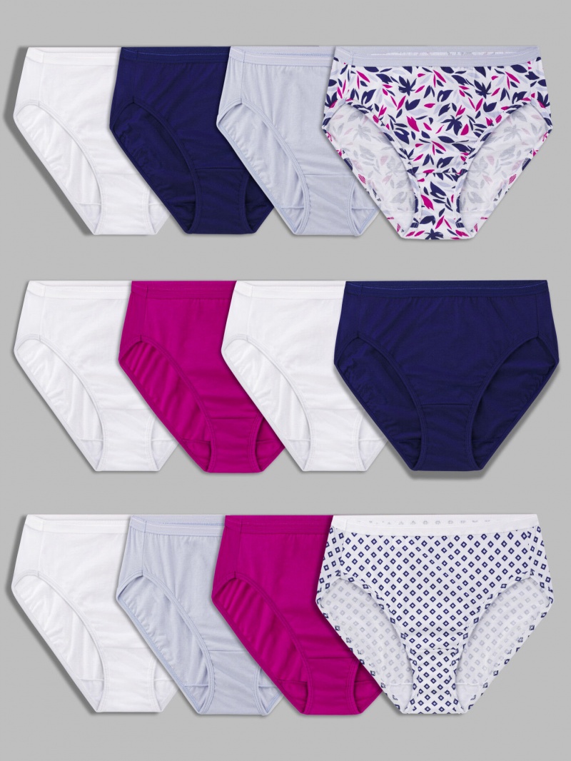 Women's Fruit Of The Loom Cotton Hi-Cut, 12 Pack Panties Assorted | REB813647