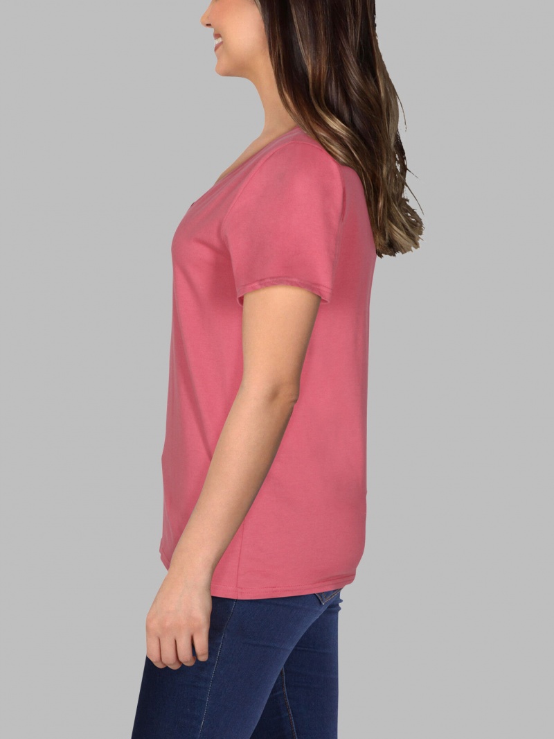 Women's Fruit Of The Loom Crafted Comfort Artisan Tee™ V-Neck T Shirts Ginger Zinger | KQP953826