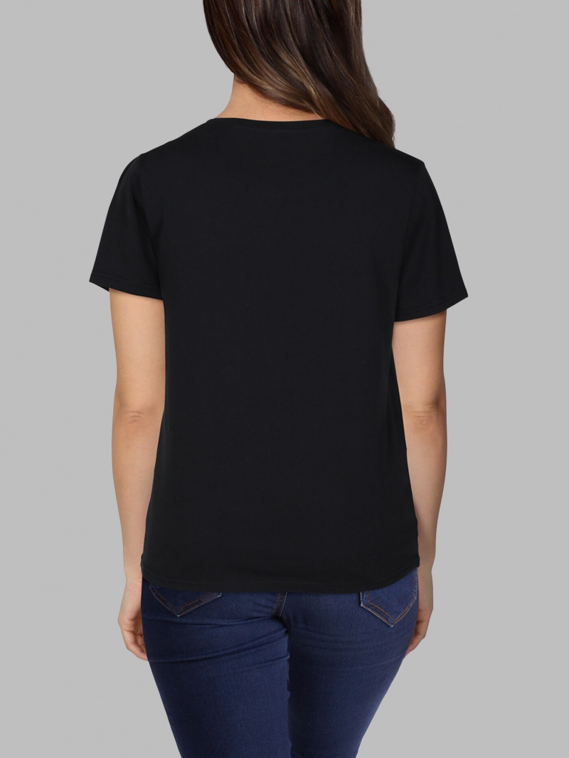 Women's Fruit Of The Loom Crafted Comfort Artisan Tee™ Crew T Shirts Black Ink | TPZ609214