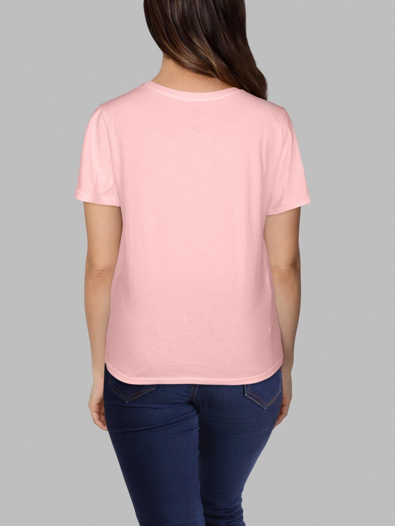 Women's Fruit Of The Loom Crafted Comfort Artisan Tee™ Crew T Shirts Sweetheart Pink | WIZ491537