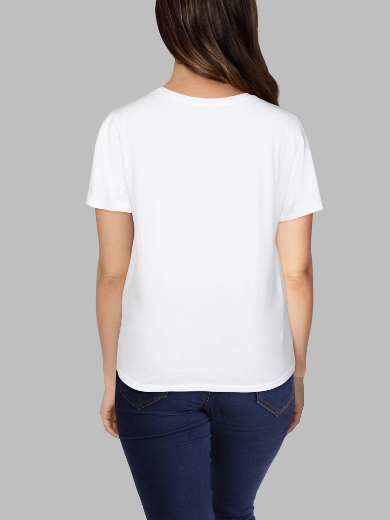 Women's Fruit Of The Loom Crafted Comfort Artisan Tee™ Crew T Shirts White Ice | FYL792086