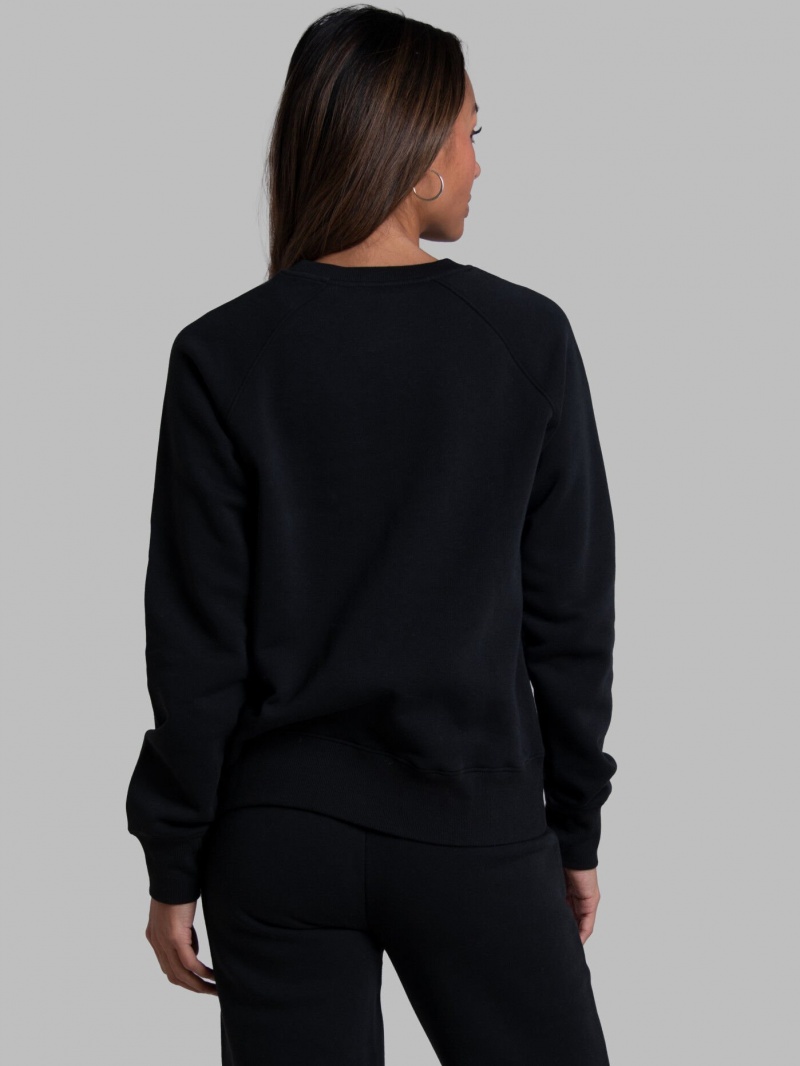 Women's Fruit Of The Loom Crafted Comfort Favorite Fleece Crew Sweatshirt Black Ink | XMN570861