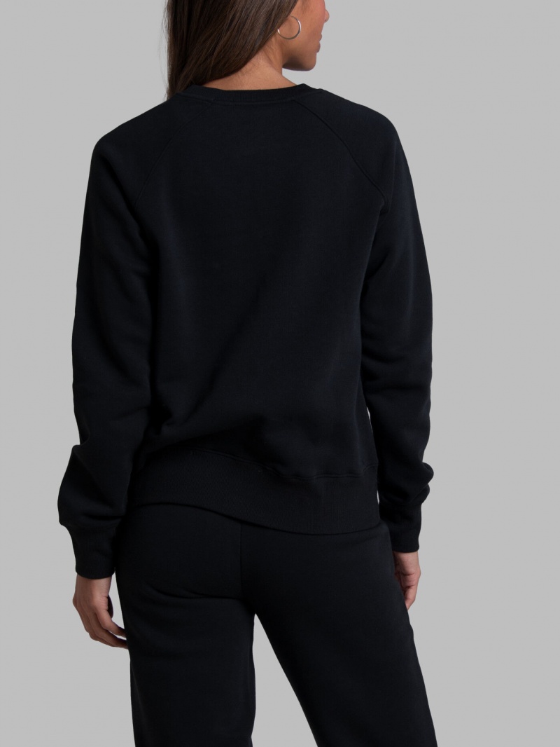 Women's Fruit Of The Loom Crafted Comfort Favorite Fleece Crew Sweatshirt Black Ink | XMN570861