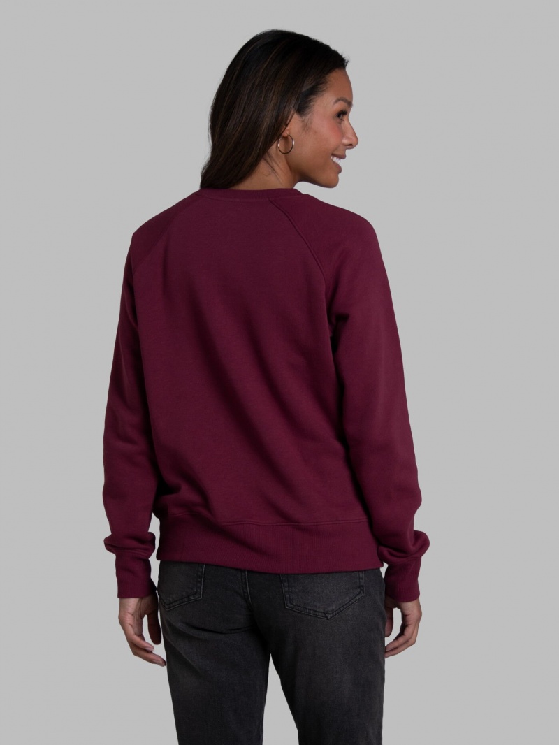 Women's Fruit Of The Loom Crafted Comfort Favorite Fleece Crew Sweatshirt Ruby Wine | XAJ623879