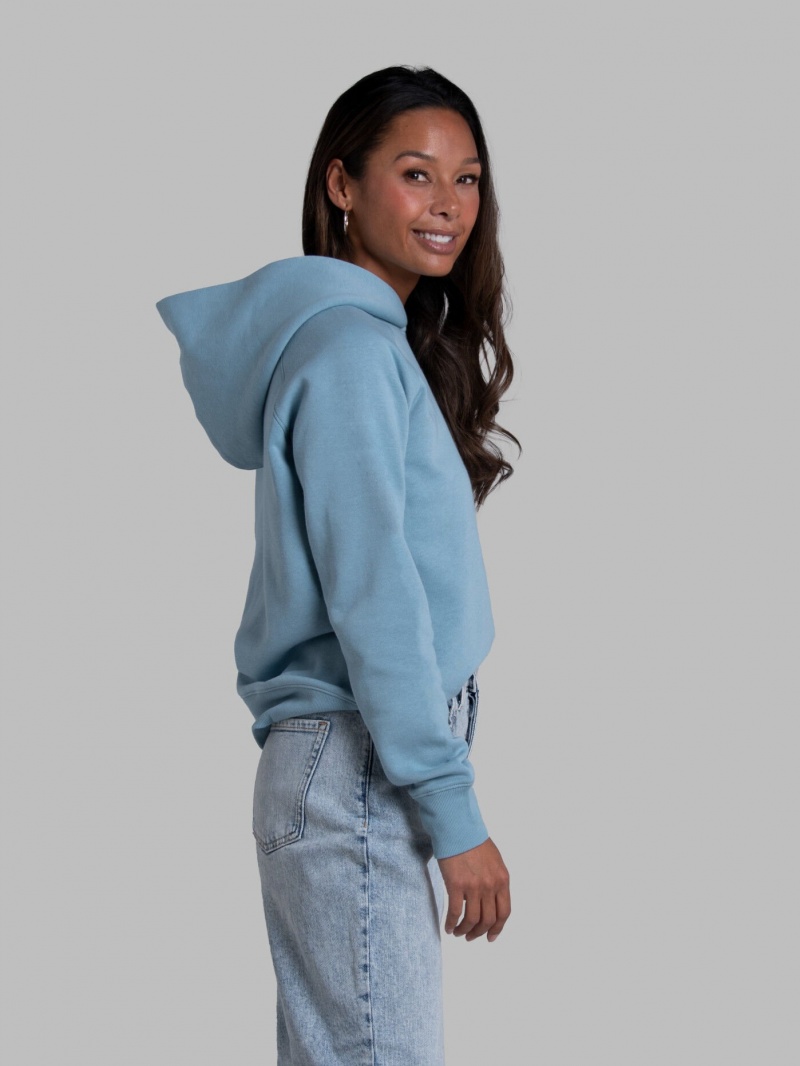 Women's Fruit Of The Loom Crafted Comfort Favorite Fleece Sweatshirt Neptune Blue | XBC972086