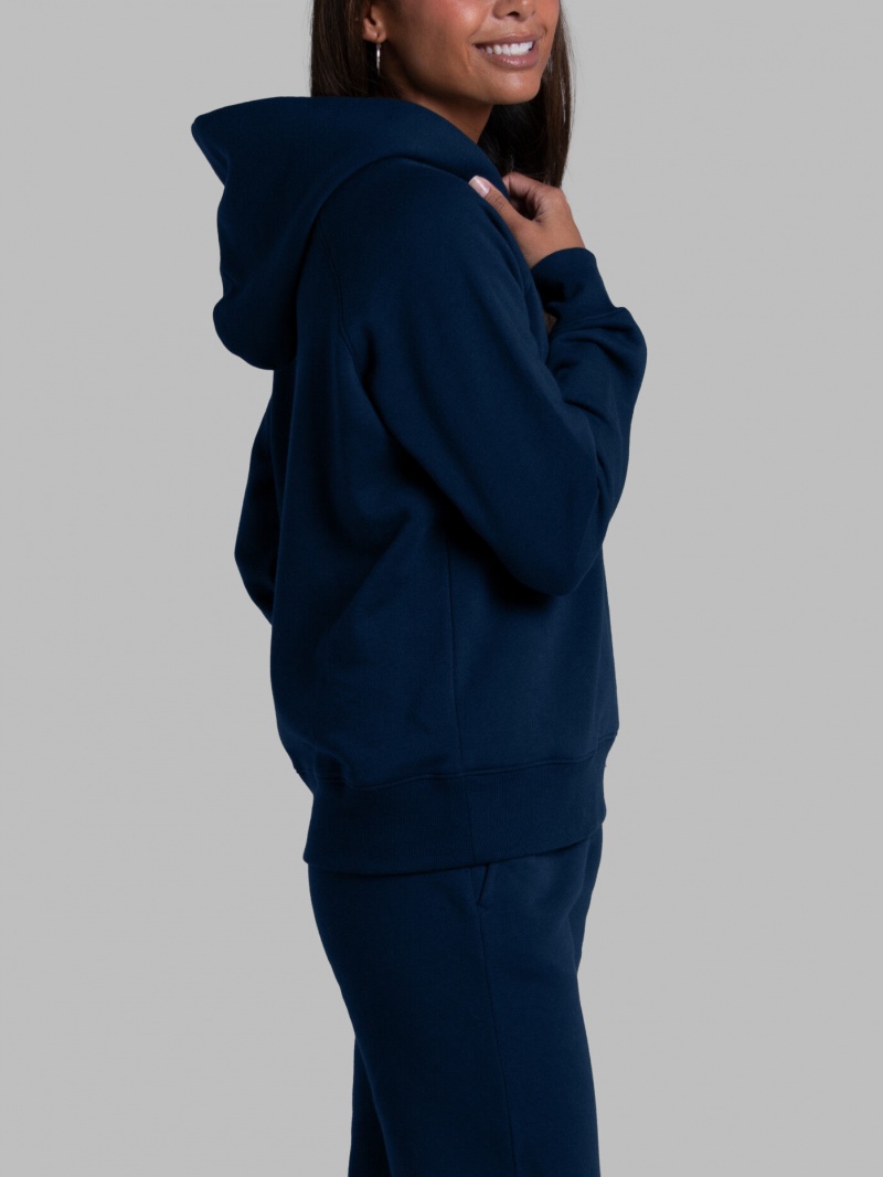 Women's Fruit Of The Loom Crafted Comfort Favorite Fleece Sweatshirt Navy Nights | LSG063275